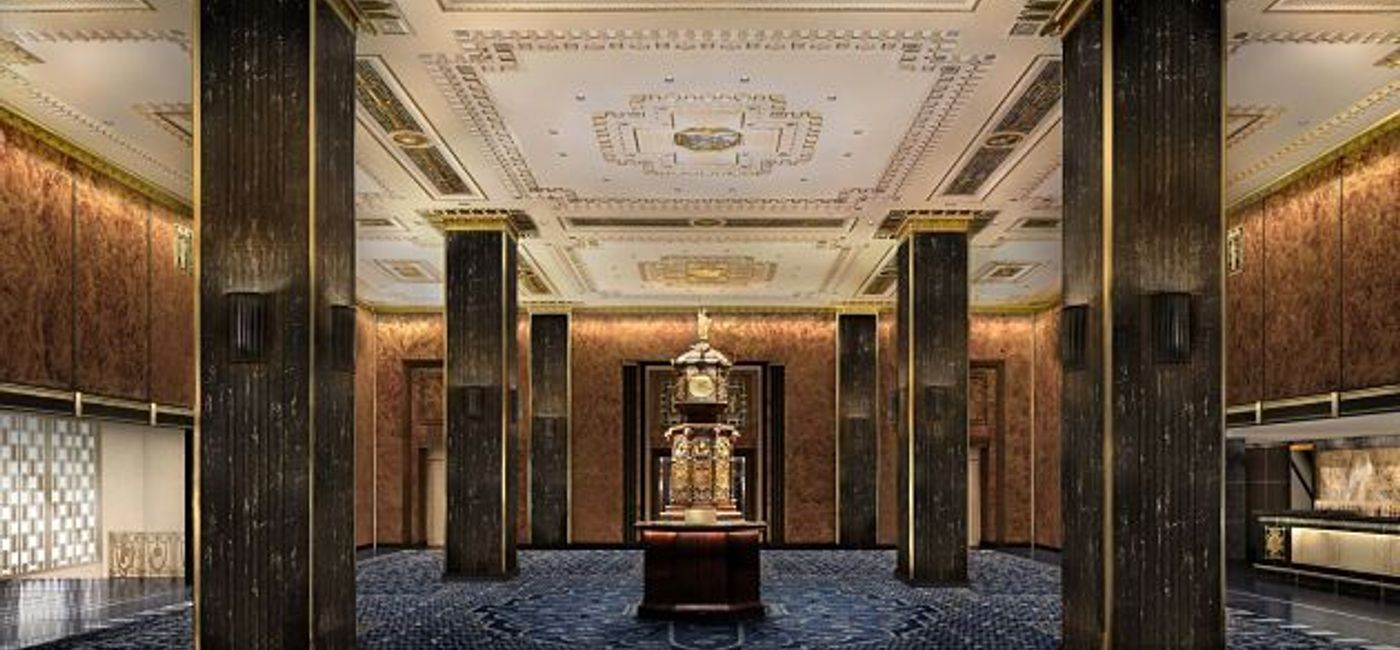 Image: PHOTO: Waldorf Astoria Main Lobby rendering. (photo courtesy of SOM Architects)