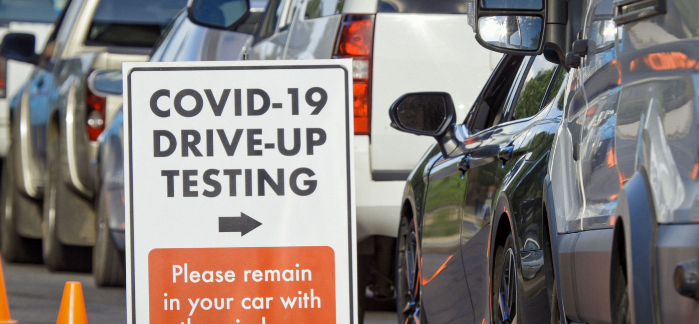 Image: PHOTO: COVID-19 Drive-Up Testing. (photo via Hoptocopter / E+)