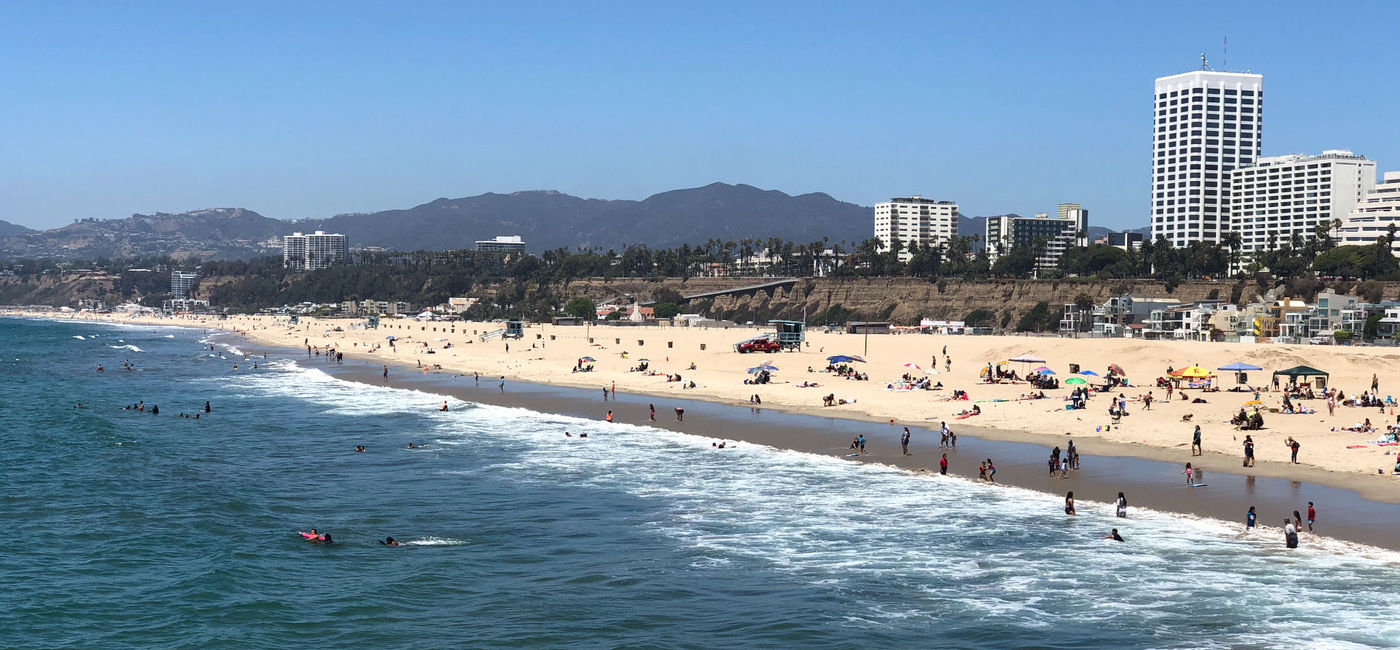 Image: Santa Monica Beach viewed from the Pier. (Photo by Patrick Clarke)