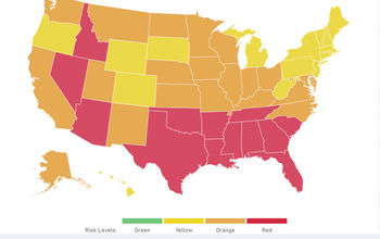 Harvard Global Health Institute's COVID Risk Level Map of the U.S. on July 29, 2020.