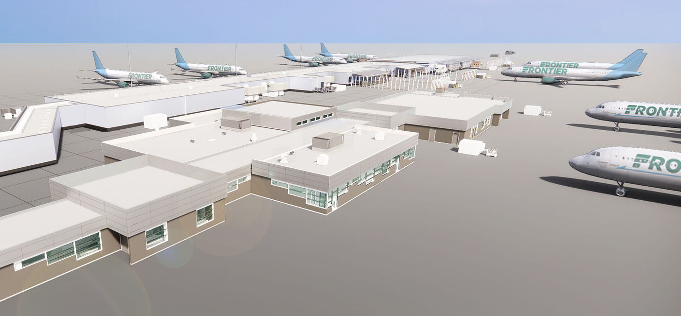Image: Rendering of the new concourse expansion at Denver International Airport. (photo via Frontier Airlines) ((photo via Frontier Airlines))