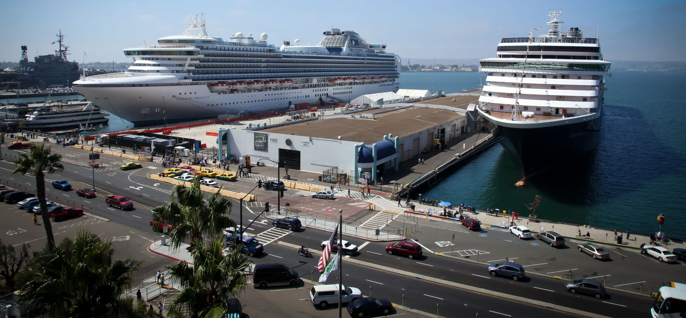 Image: Cruise ships docked in San Diego. (photo via vkp-australia/iStock Editorial/Getty Images Plus)