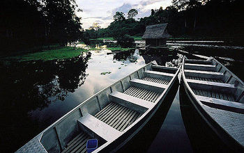 Boats tributary Peruvian Amazon
