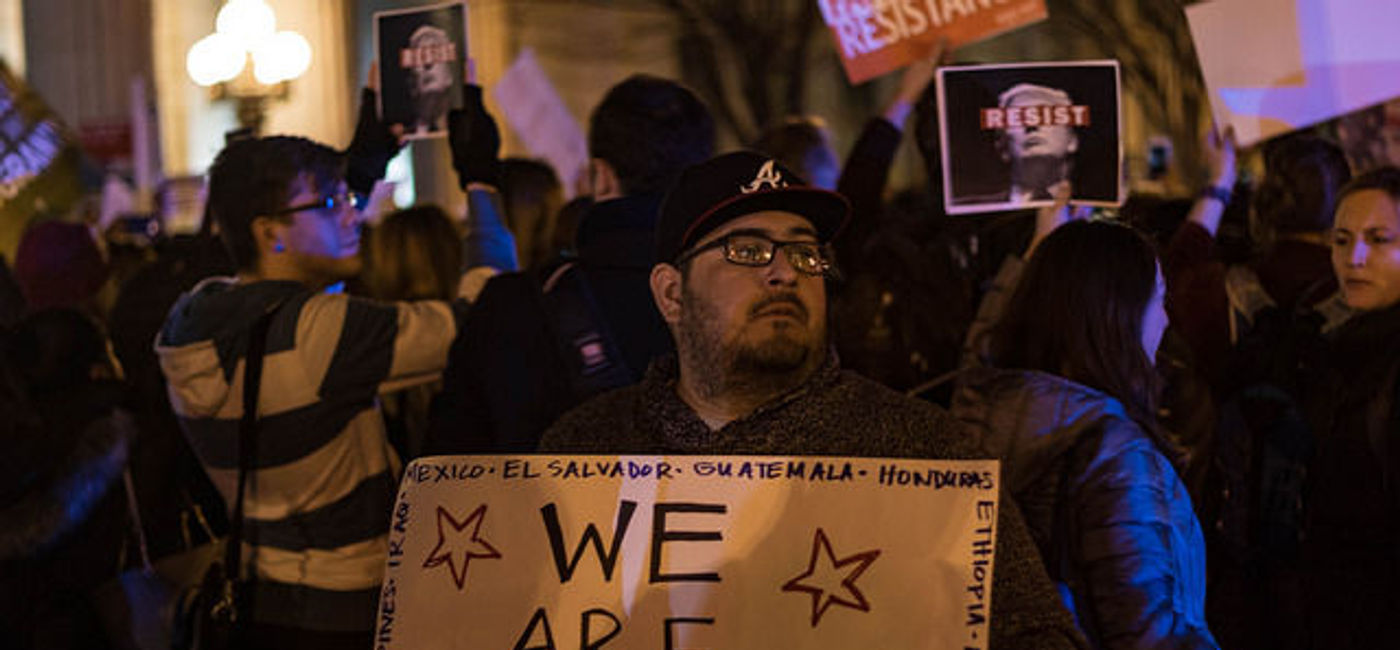 Image: PHOTO: Donald Trump's travel and immigration policies invoked large national protest. (Photo via Flickr/MJWein)