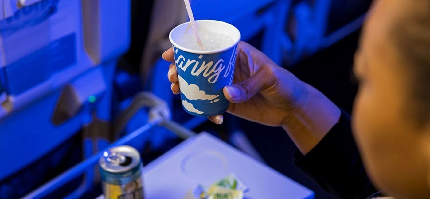 Image: FSC-certified paper cups have replaced plastic cups as part of Alaska Airlines' sustainability initiatives. (photo via Alaska Airlines) ((photo via Alaska Airlines))