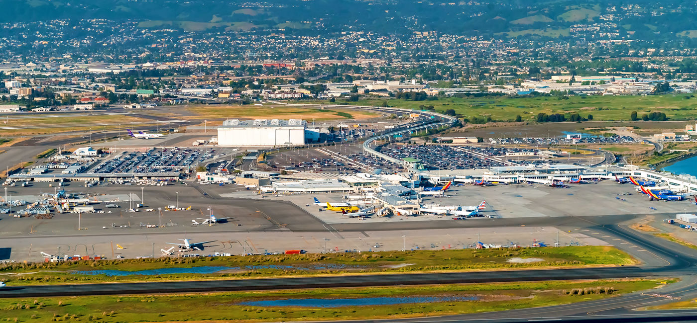 Image: Aerial view of Oakland International Airport.  (photo courtesy Melpomenem / iStock / Getty Images Plus)