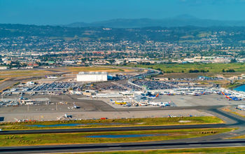 Aerial view of Oakland International Airpot in Oakland, CA