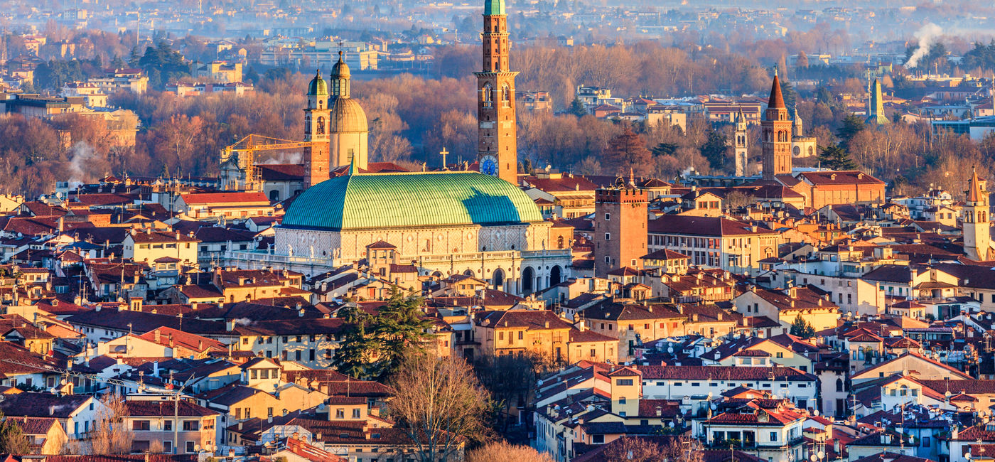 Image: The city of Vicenza seen from the square in front of the Santuario della Madonna di Monte Berico - Church of St. Mary of Mount Berico. Veneto region, Italy. (Photo Credit: Flavio Vallenari / iStock / Getty Images Plus)