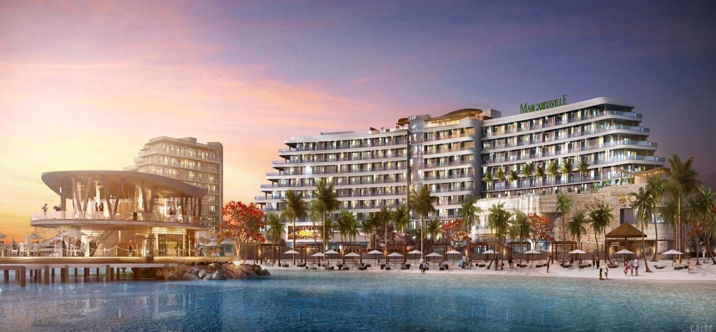 Image: Water view of Margaritaville Beach Resort Nassau, Paradise Island, Bahamas. (photo via Margaritaville)