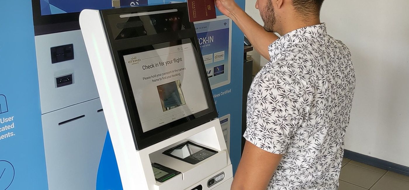 Image: PHOTO: Etihad Airways and  Elenium Automation health testing kiosk. (photo courtesy of Etihad Airways)