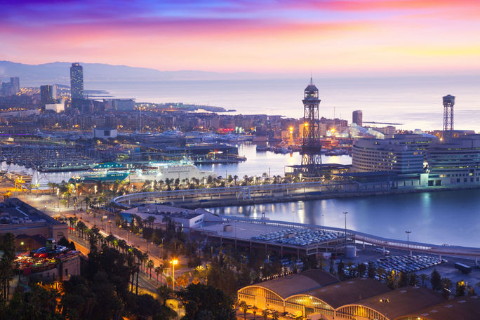Cruise ship harbor in Barcelona, Spain. Cruise, port, terminal, harbor, Barcelona, Spain