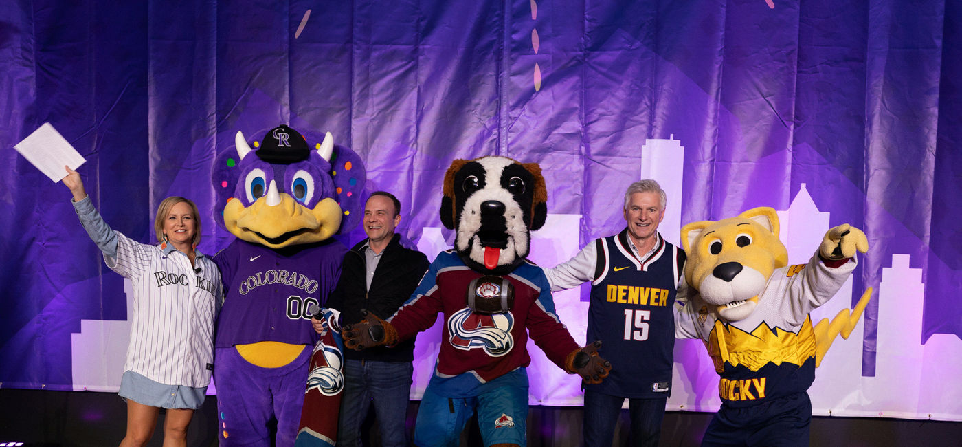 Image: Southwest Airlines celebrates the Denver Nuggets (right), and the Colorado Avalanche (center) as they join the Colorado Rockies (second from left) on the airline’s Denver-area sports roster.. (Photo Credit: Southwest Airlines)