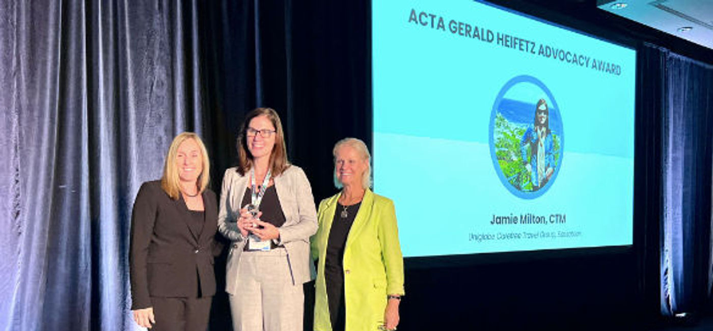 Image: ACTA Advocacy Award - Jamie Milton, CTM, Uniglobe Carefree Travel Group, Saskatoon