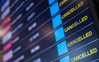 Flight cancellations at airport.