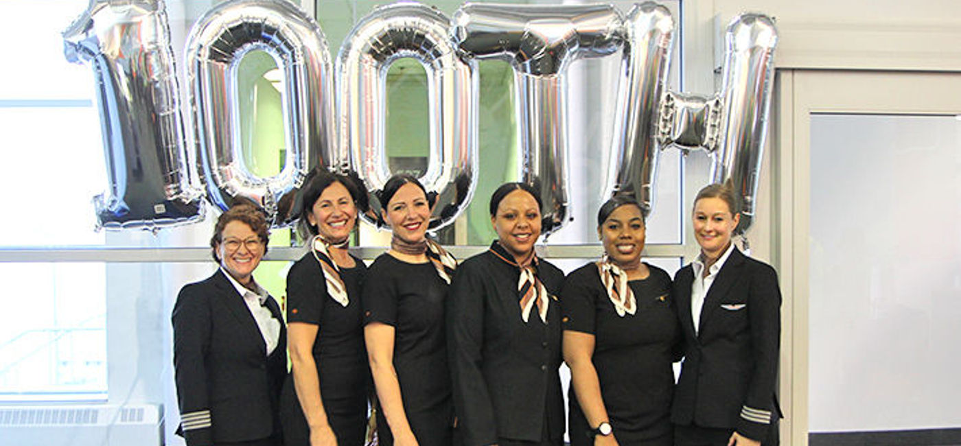 Image: 100th Sunwing All-Female Crew. (Sunwing Media License)