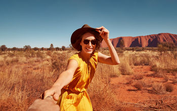 Traveler at Uluru, Australia