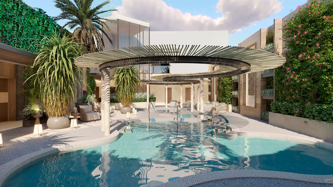 The hydrotherapy area of the spa at the Secrets Tides Punta Cana