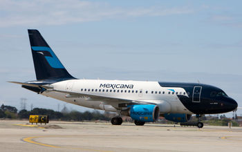 Mexicana Airlines Airbus A318 on a taxiway at the Los Angeles International Airport