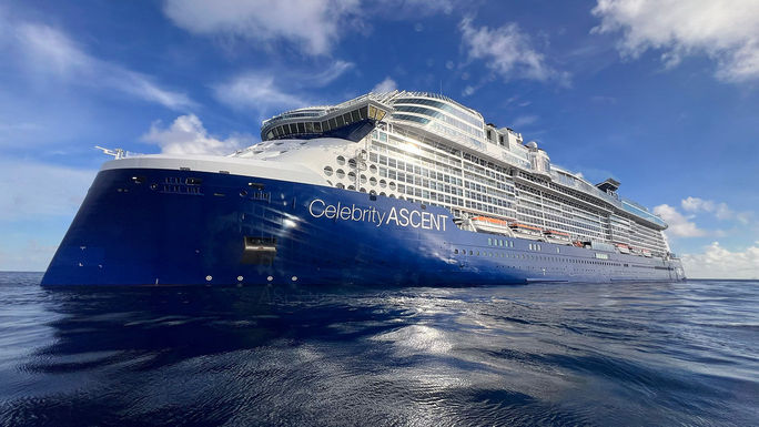 Water’s Edge View of Celebrity Ascent’s Port Side Celebrity Ascent Cruise Ship, cruise, cruising, ocean
