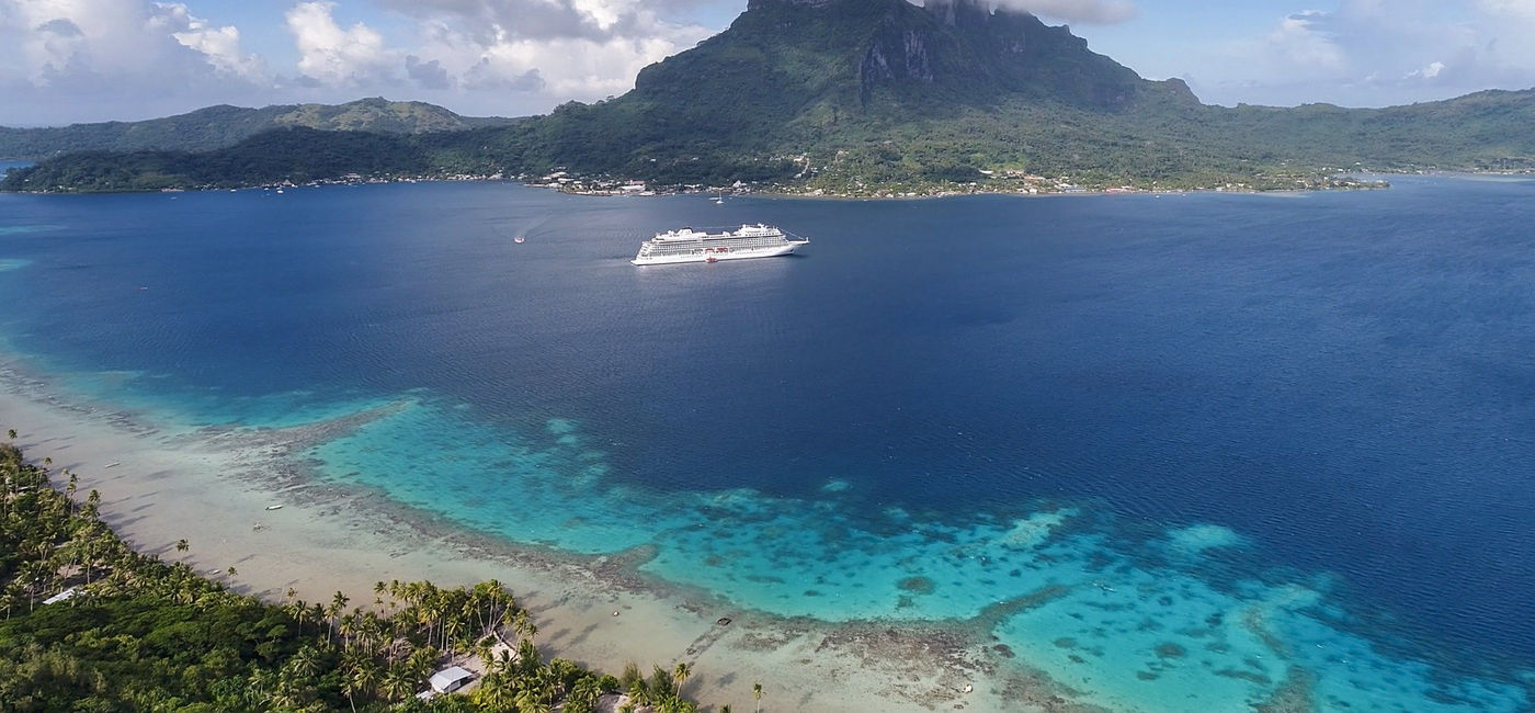 Image: Viking Ship in Bora Bora Lagoon. (photo via Viking Cruises Media)