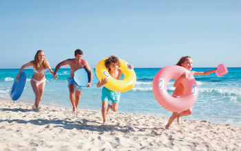 Family enjoying the beach in Punta Cana