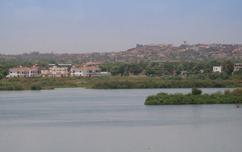 The city of Bamako, Mali, on the Niger River, close to Le Campement