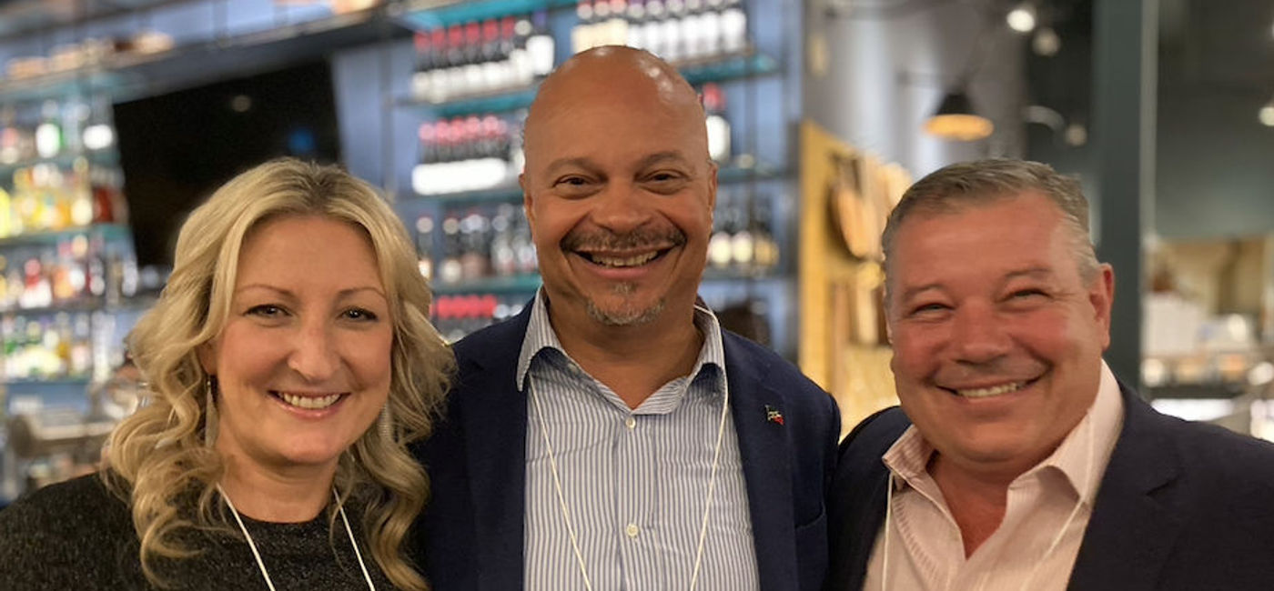 Image: Ellison “Tommy” Thompson, CEO of St. Kitts Tourism Authority with Laura and Mark Johnston, Fathom Communications. (TravelPulse Canada)