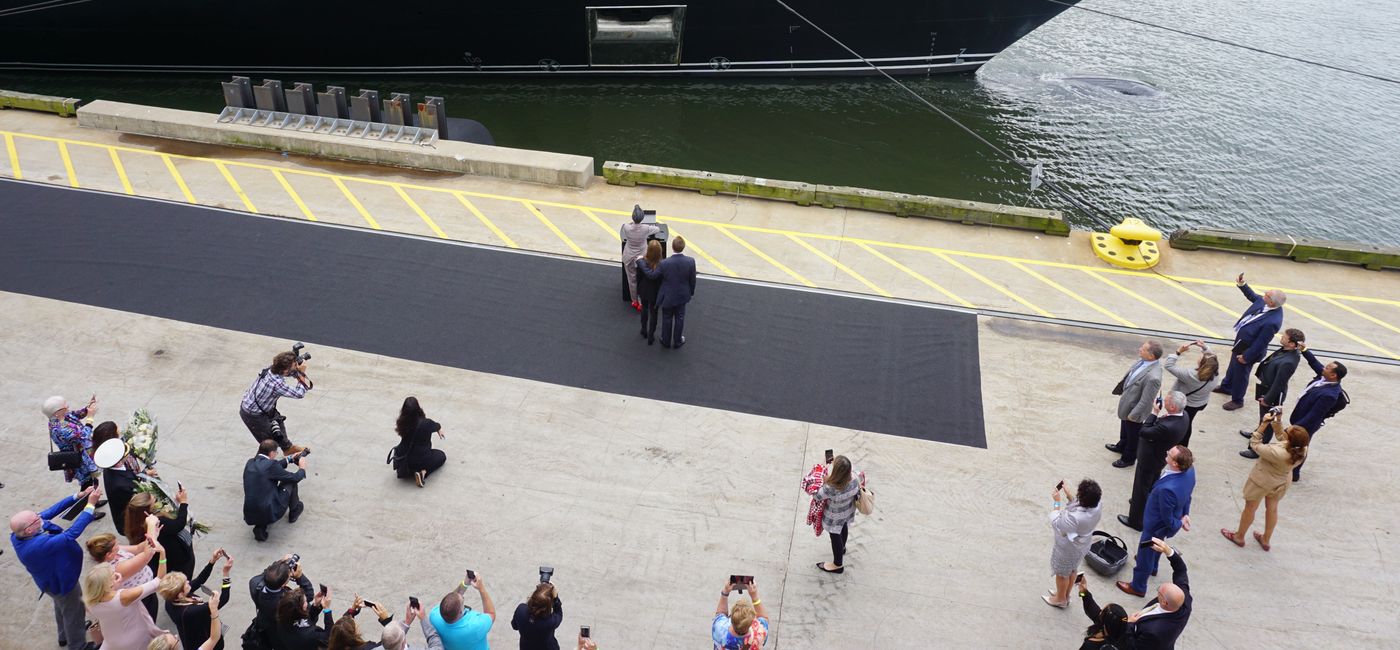 Image: Dame Helen Mirren christens 228-passenger Scenic Eclipse in New York Tuesday. (Photo by Brian Major).