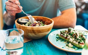 Man enjoying a vegetarian meal