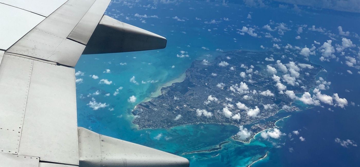 Image: Plane shot of Antigua (Photo via Mariette Williams)