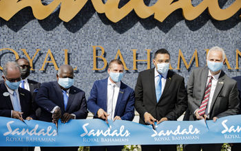 Sandals, Royal Bahamian, Nassau, Bahamas, ribbon-cutting, ceremony, reopening, executives