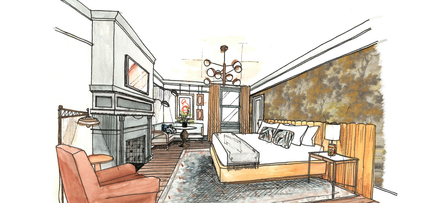 Image: The Emily Suite watercolor rendering (photo via The Guild House Hotel) ((photo via The Guild House Hotel))