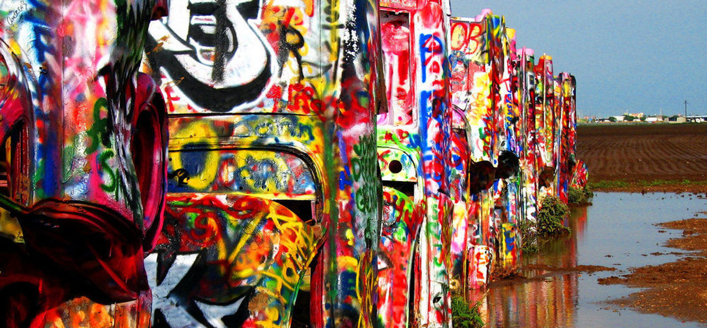 Image: PHOTO: Cadillac Ranch in Amarillo, Texas is one of the stops along I-40 (Photo via Flickr/CGP Grey)