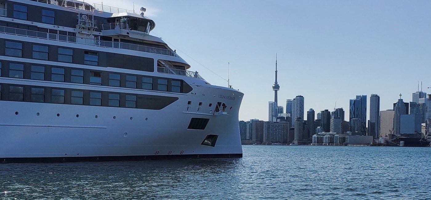 Image: The Viking Octantis docked in Toronto over the weekend as the first Great Lakes cruise ship in two years. (PortsToronto)