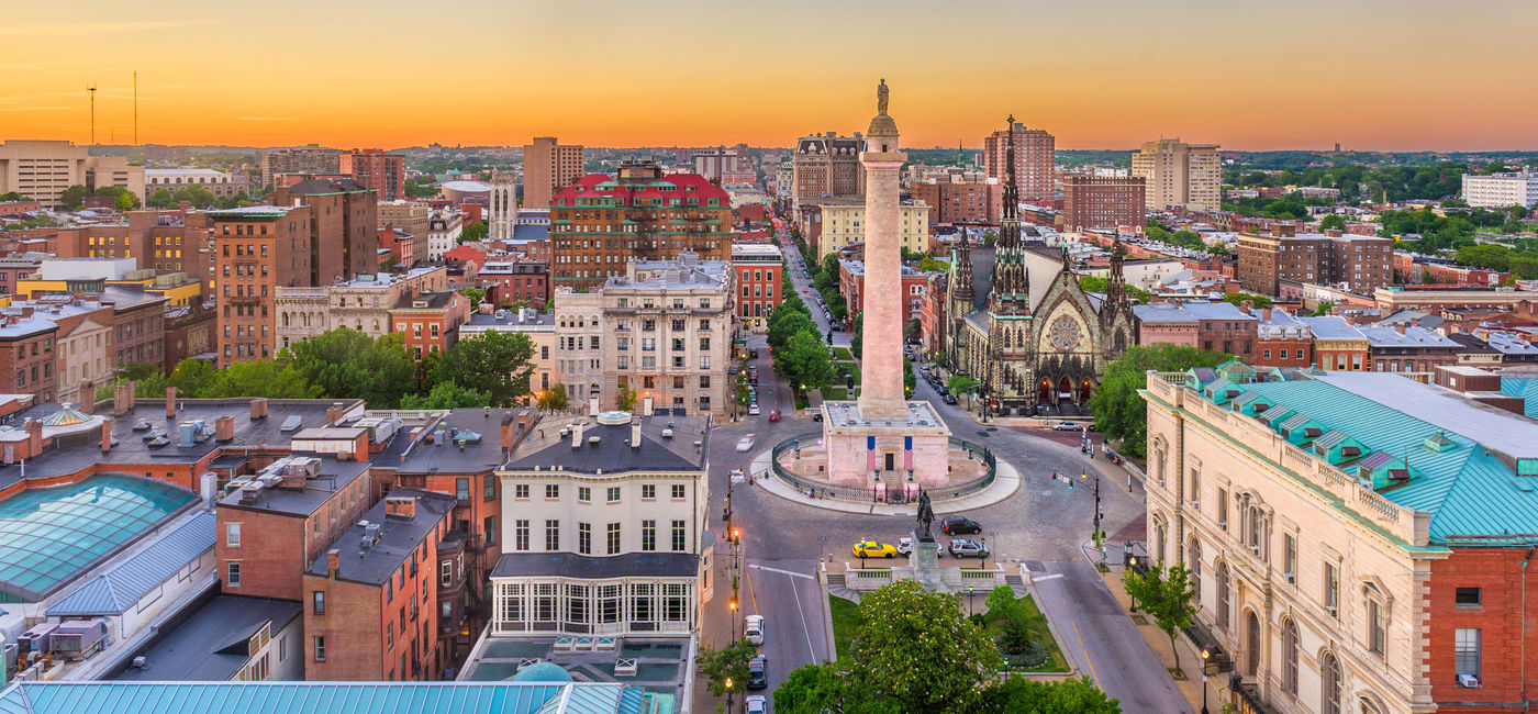 Image: Views of Baltimore, Maryland, from above. (photo via iStock / Getty Images Plus / Sean Pavone)