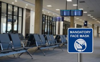 Sign for mandatory use of face mask in airport