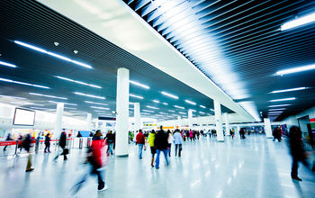 Blurred busy airport