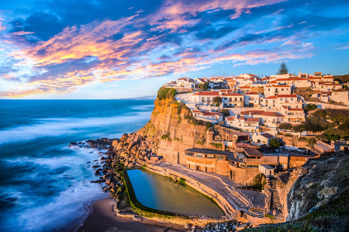 Azenhas do Mar, Sintra near Lisbon at sunset Azenhas do Mar, Sintra near Lisbon at sunset