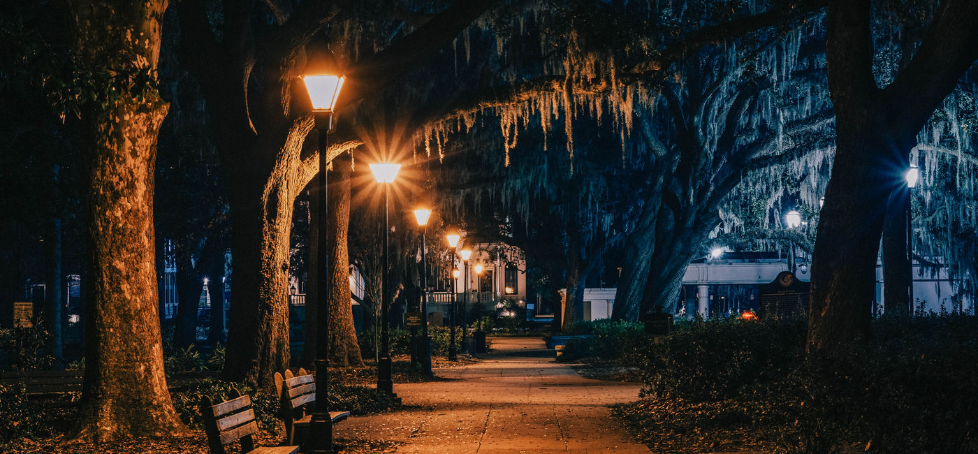 Image: One of the many squares rumored to be haunted in Savannah, Georgia. (Photo Credit: (photo via Savannah Underground: An Immersive Ghost Hunt))