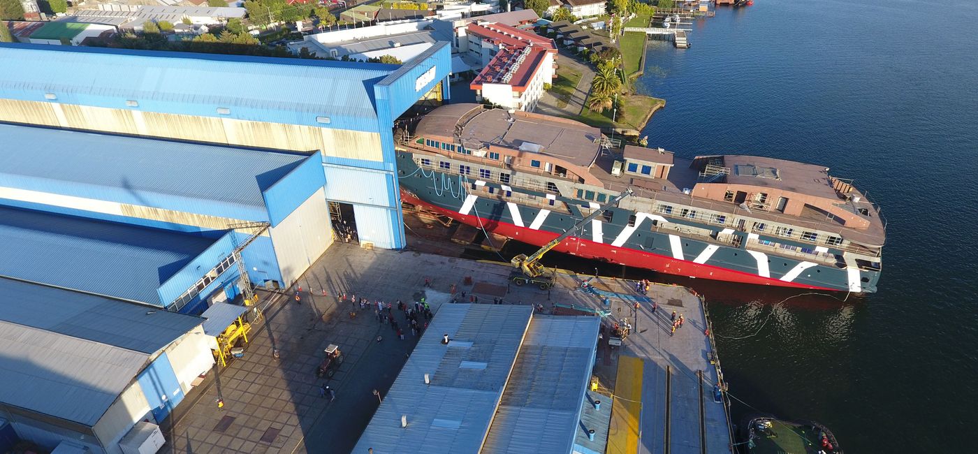 Image: PHOTO: The Magellan Explorer, shown here meeting the water in Chile, will enter service in November. (Photo via Antarctica21)