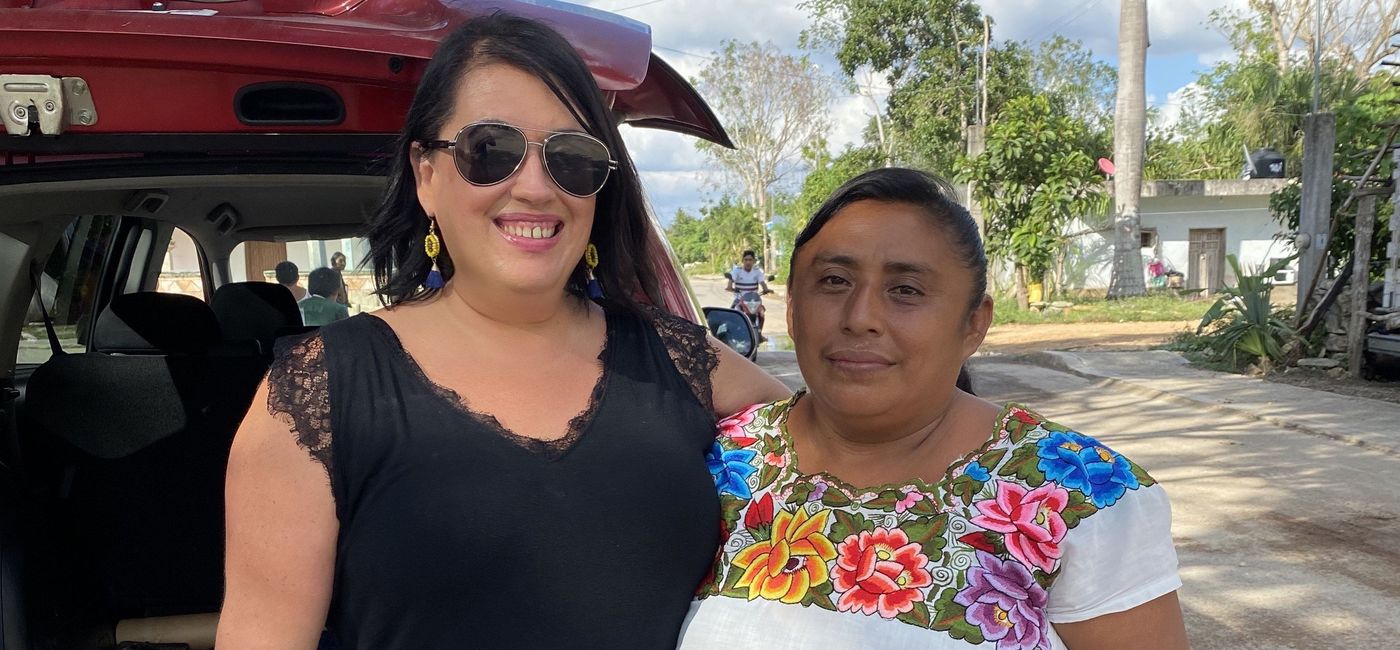 Image: Lori Swinderman, left, at a Mayan village. (photo via Lori Swinderman) ((photo via Lori Swinderman))
