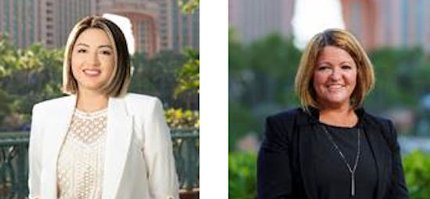 Image: Gabriela Lam, Vice President of Leisure (left) and Ginny Long, Director of National Accounts (right). (photo courtesy of Atlantis Paradise Island)
