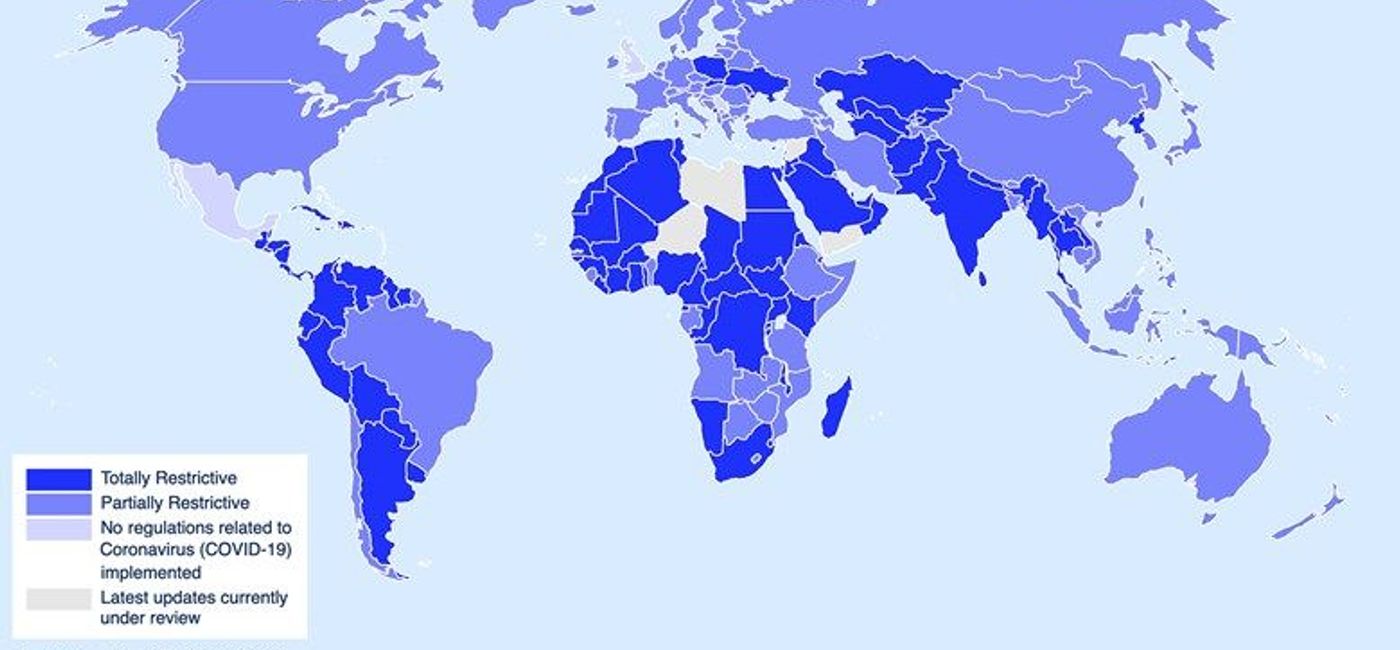 Image: PHOTO: IATA's Interactive Coronavirus Travel Map showing which countries are open, closed or restricted. (International Air Transport Association)
