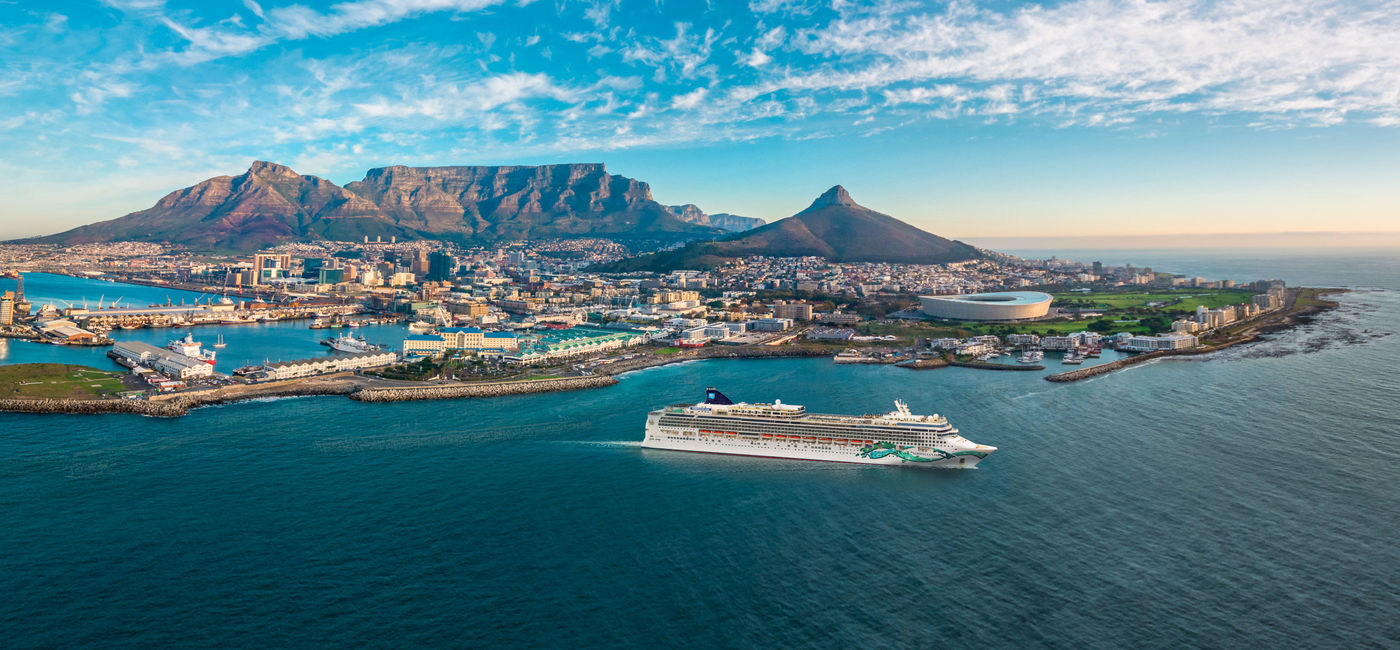 Image: This photo composite shows the Norwegian Jade near Cape Town, South Africa. (Courtesy of Norwegian Cruise Line)