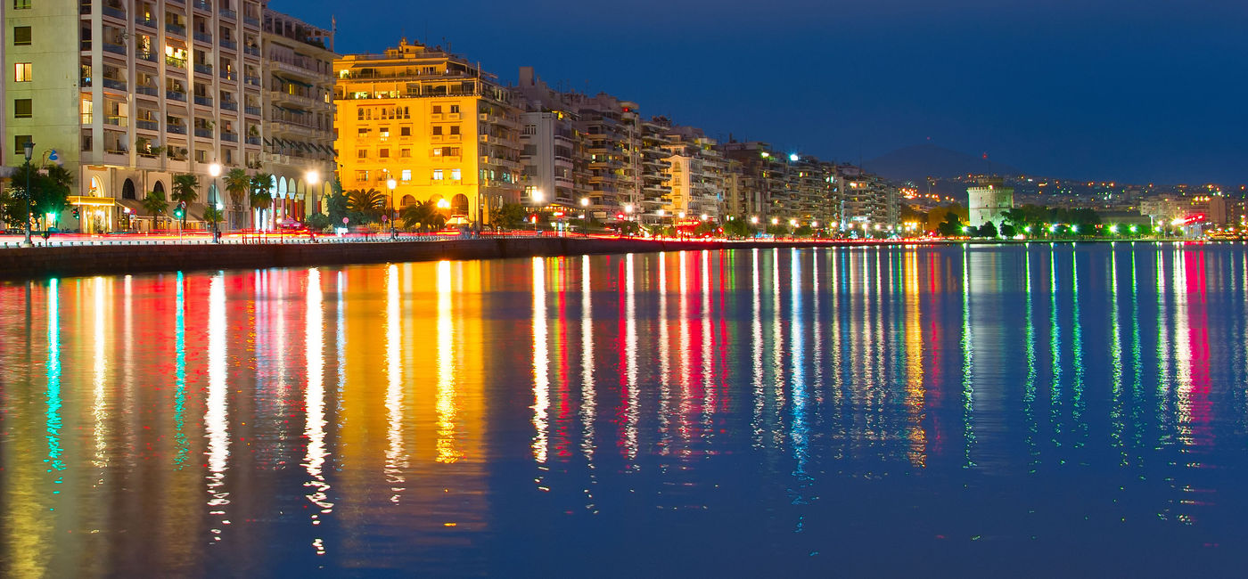 Image: Thessaloniki at night (Photo Credit: Celestyal Cruises)