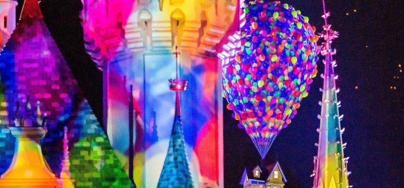 Image: A nod to the animated film 'Up' is featured in 'Together Forever – A Pixar Nighttime Spectacular', part of Pixar Fest at the Disneyland Resort. (Photo Credit: Disneyland Resort)