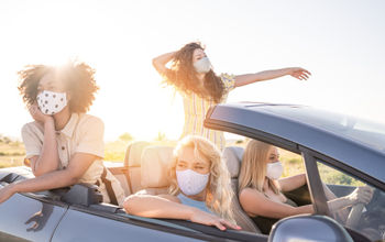 Group of young women taking a pandemic-era road trip.