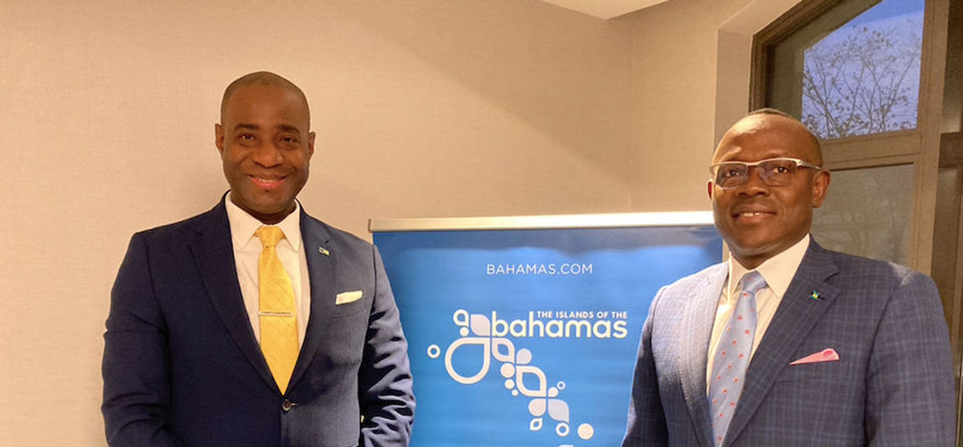 Image: Dr. Kenneth Romer and The Hon. I. Chester Cooper, MP (TravelPulse Canada)