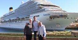 Carnival Venezia, Carnival Cruise Line, carnival cruise ship captain, people, Hotel Director Karl Hallberg, Captain Claudio Cupisti and Chief Engineer Cesare Boldrini of the Carnival Venezia.