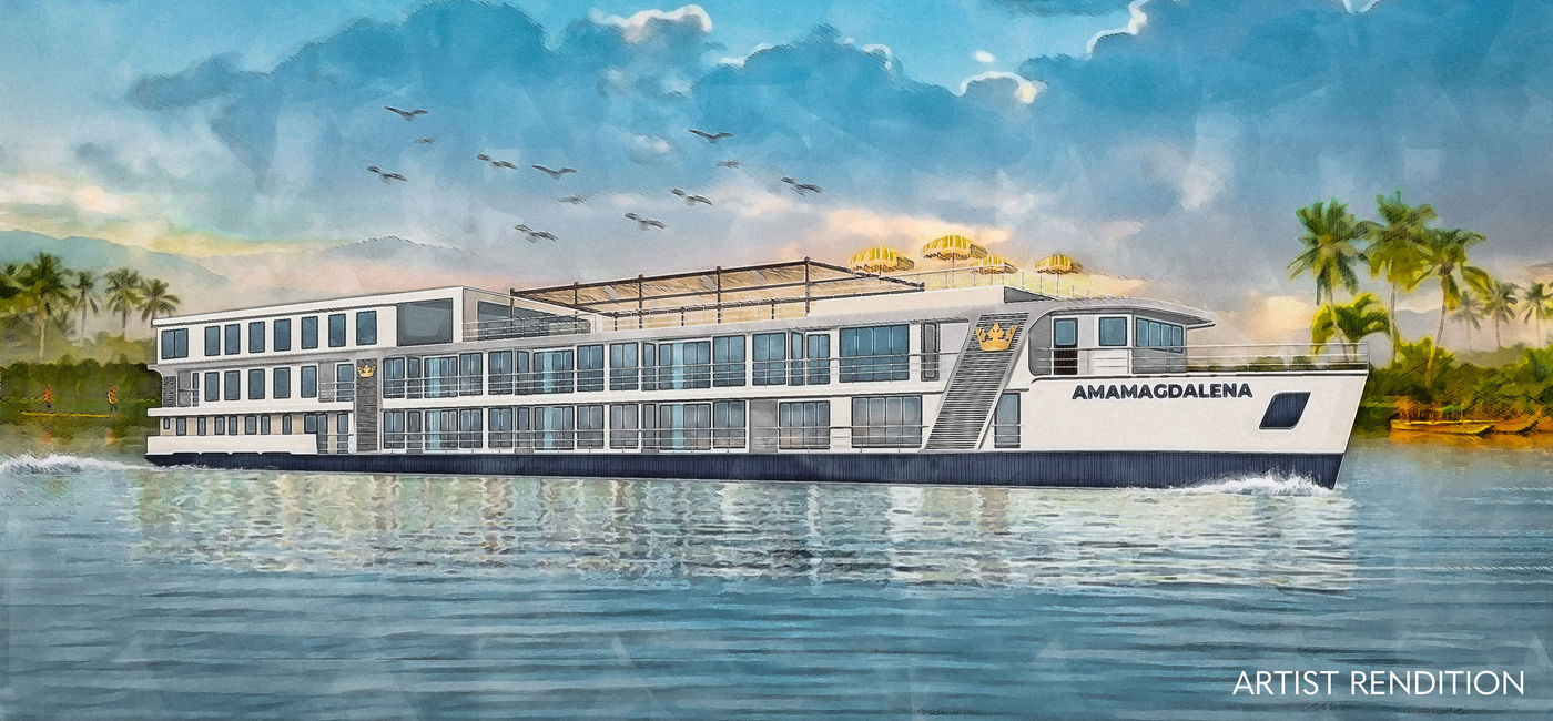 Image: Rendering of the new purpose-built AmaMagdalena, currently under construction in Colombia. (photo via AmaWaterways) ((photo via AmaWaterways))
